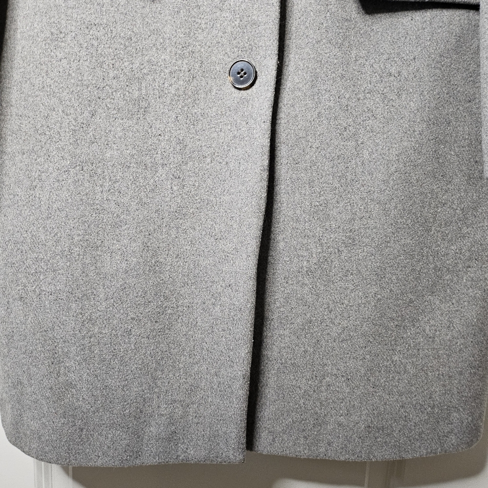 Gray Wool Blend Winter Coat XL Tailored Long Notched Collar Dressy Classic Chic - Picture 7 of 15
